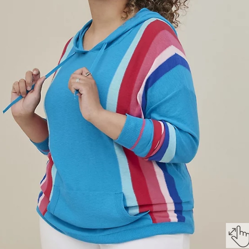 NWT torrid size 2 striped kangaroo pocket hooded sweater